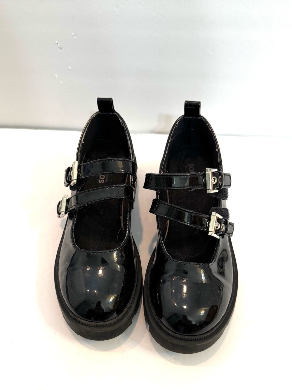 Girls Sonoma Black Ayvaa Girls' Patent Leather Mary Jane Chunky Heel Shoes Sz 1
